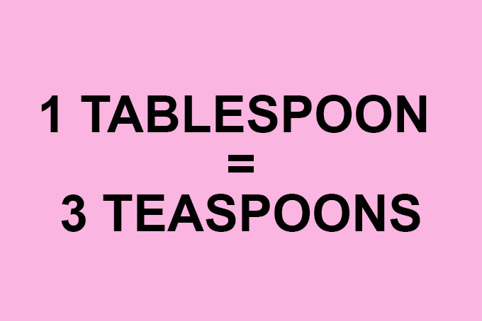 1 tablespoon is equal to 3 teaspoons